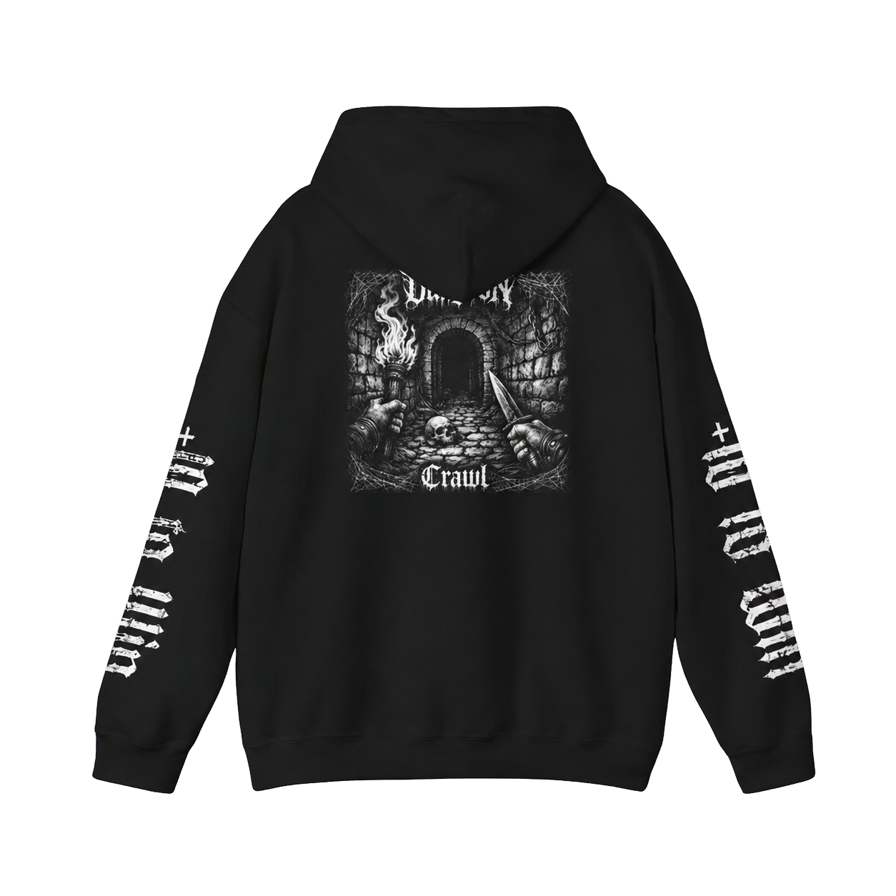 Black +10 to Win dungeon crawl hoodie